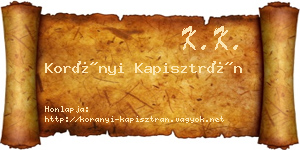 Korányi Kapisztrán névjegykártya